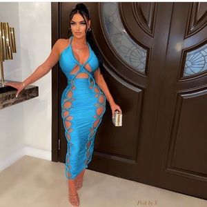 Brand new Sexy blue cages dress